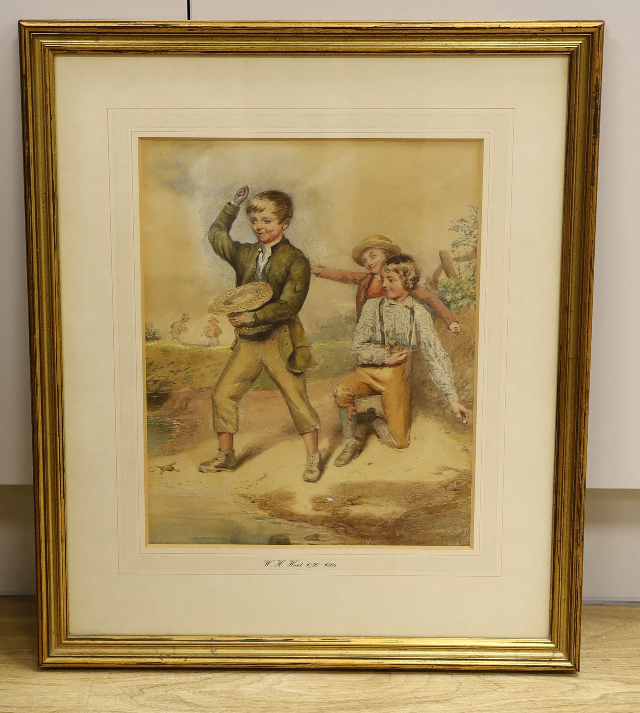 William Henry Hunt (1790-1864), watercolour, 'Mischief Brewing', signed, 35 x 28cm